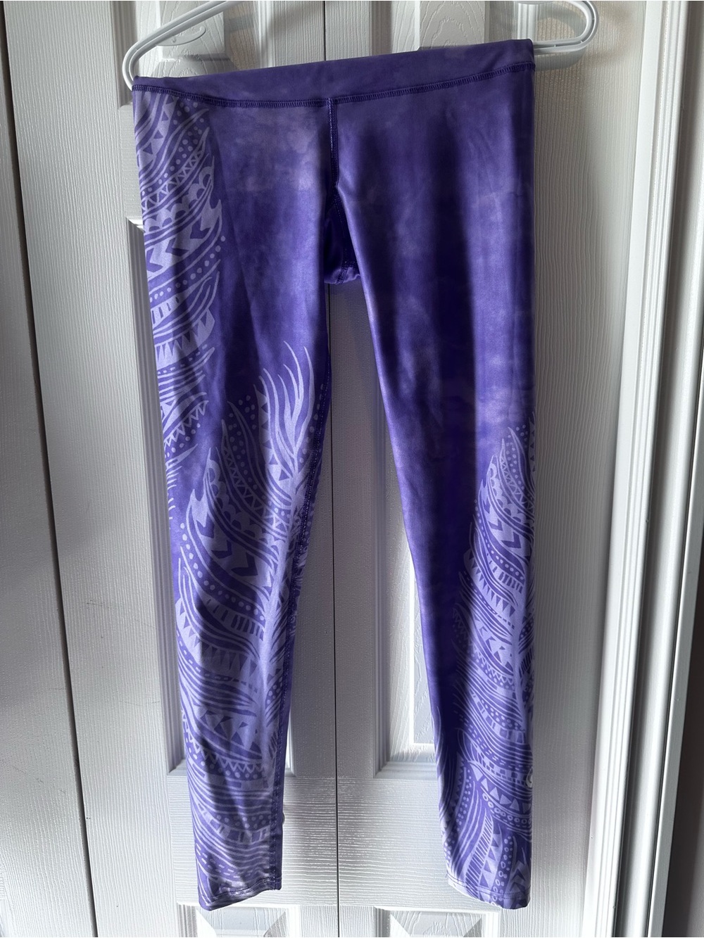 Purple Patterned Leggings - Women's Stretch Activewear #1